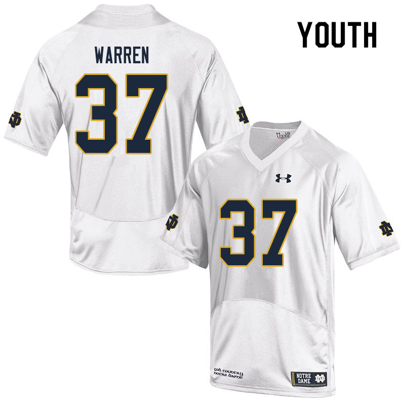 Youth #37 James Warren Notre Dame Fighting Irish College Football Jerseys Sale-White